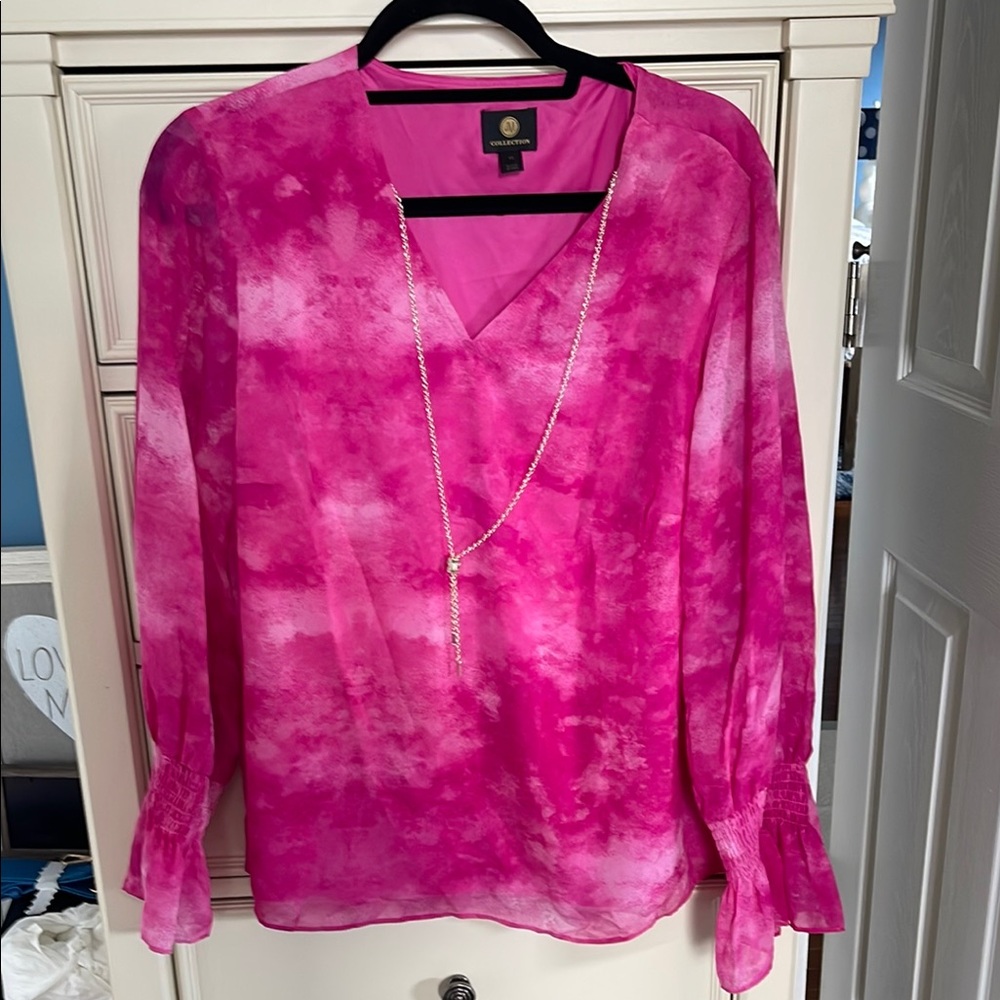 JM Collection Pink Relaxed Long Sleeve Blouse